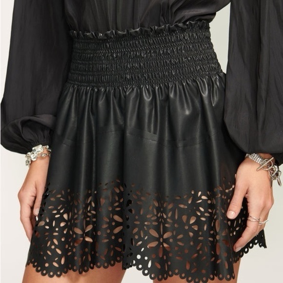 Ramy Brook Cori Skirt Black Faux Leather
